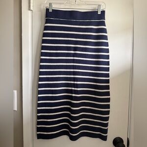 Ann Taylor Weekend Collection Navy Striped Sweater Pencil Skirt, Size S Petite